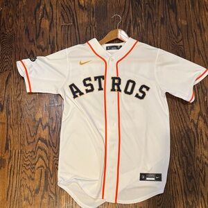 Nike Astros White and Orange Jersey